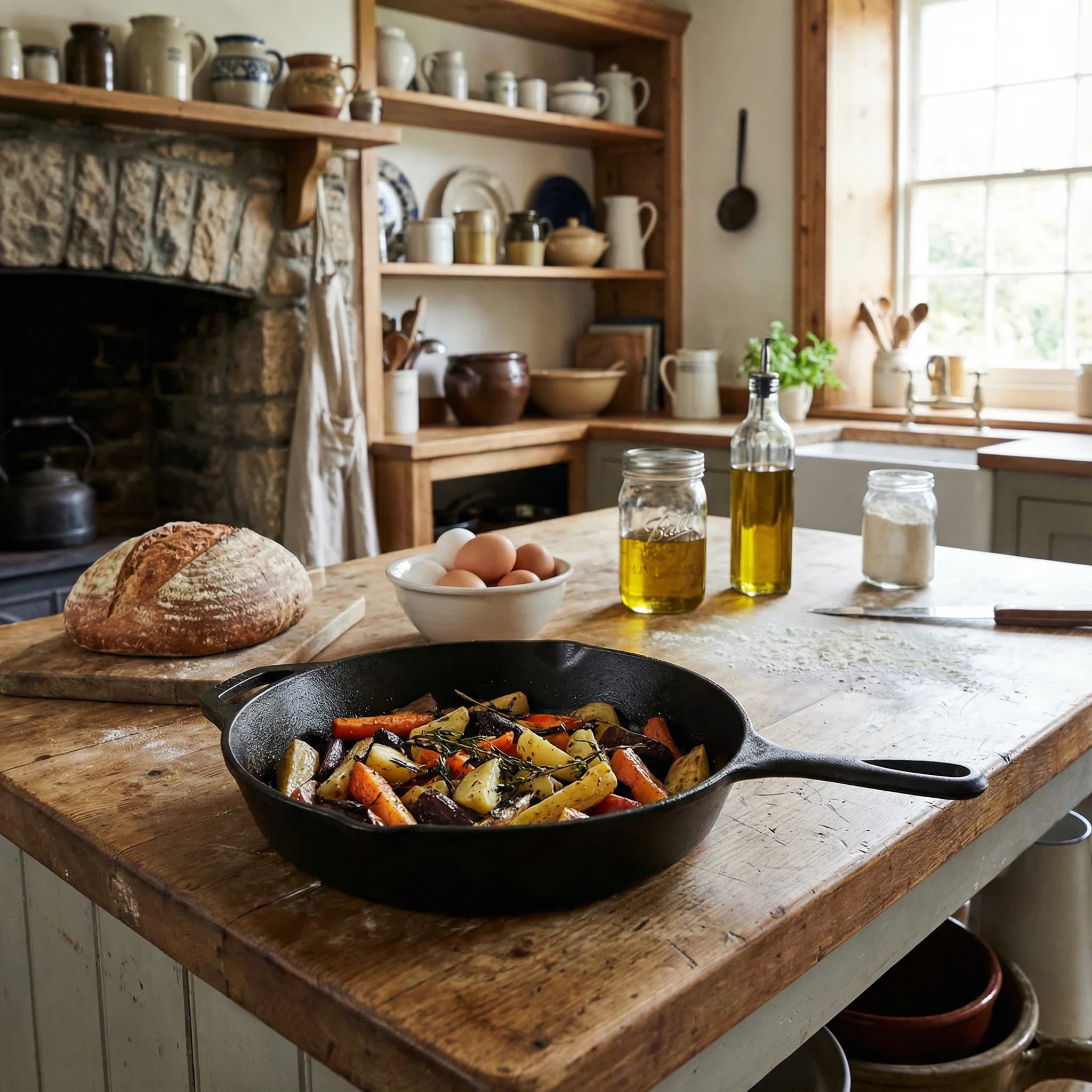 Rustykalna kuchnia - przykład efektu AI